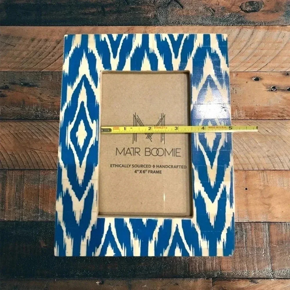 MATR Boomie Boho Picture Frame Teal and White Tribal Artisan Made - Picture 4 of 4